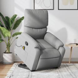 vidaXL Fotoliu de masaj rabatabil cu ridicare, gri deschis, textil GartenMobel Dekor (3204836)