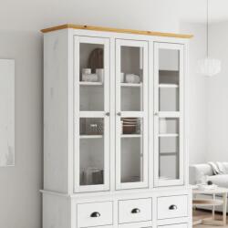 vidaXL Dulap cu usi din sticla „BODO, alb & maro, lemn masiv de pin GartenMobel Dekor (355078) Comoda