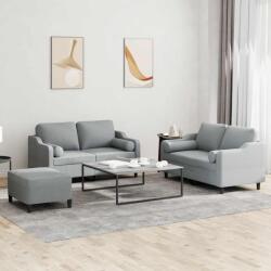 vidaXL Set de canapele cu perne, 3 piese, gri deschis, textil GartenMobel Dekor (3201826) Canapea