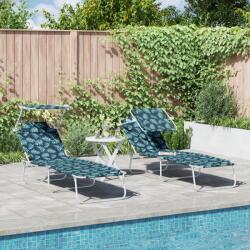 vidaXL Sezlonguri pliabile 2 buc cu model cu frunze din material Oxford 600D GartenMobel Dekor (42003067)