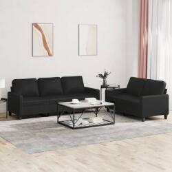 vidaXL Set de canapele cu perne, 2 piese, negru, piele ecologica GartenMobel Dekor (3201418) Canapea