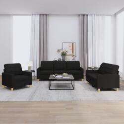 vidaXL Set de canapele cu perne, 3 piese, negru, textil GartenMobel Dekor (3201246) Canapea