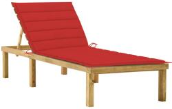 vidaXL Sezlong cu perna rosie, lemn de pin tratat GartenMobel Dekor (3065855)