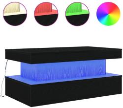 vidaXL Masuta de Cafea pentru Living cu Lumini LED, 90x50x40 cm, PAL Stejar Negru (862256)