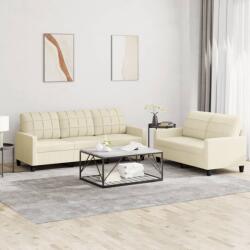vidaXL Set de canapele cu perne, 2 piese, crem, piele ecologica GartenMobel Dekor (3201379) Canapea