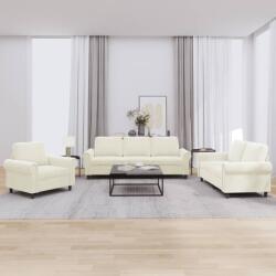 vidaXL Set de canapele cu perne, 3 piese, crem, catifea GartenMobel Dekor (3202178) Canapea