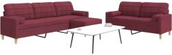 vidaXL Set canapele cu taburet si perne, 3 piese, rosu vin, textil GartenMobel Dekor (3278349) Canapea