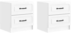 vidaXL Set 2 noptiere albe lucioase cu 2 sertare, 43 x 34, 5 x 44, 5 cm (895684)