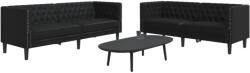 vidaXL Set canapele Chesterfield cu 2 locuri, negru, piele eco. GartenMobel Dekor (3209274) Canapea