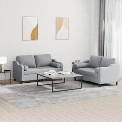 vidaXL Set de canapele cu perne, 2 piese, gri deschis, material textil GartenMobel Dekor (3201818) Canapea