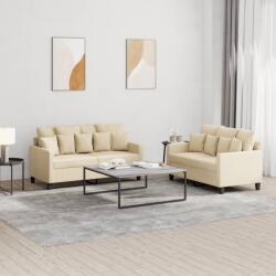 vidaXL Set de canapele cu perne, 2 piese, crem, textil GartenMobel Dekor (3201650) Canapea