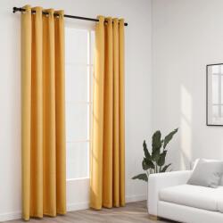 vidaXL Perdele opace, aspect panza, ocheti, 2 buc. , galben, 140x245 cm GartenMobel Dekor (321194)