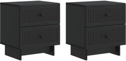 vidaXL Set 2 noptiere negre din lemn prelucrat, 43x34, 5x47, 5 cm, 2 sertare (893838)