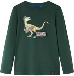 vidaXL Tricou pentru copii cu maneci lungi verde închis 92 GartenMobel Dekor (12839)