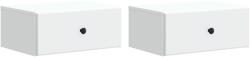 vidaXL Set 2 noptiere suspendate albe cu sertar, 49 x 34, 5 x 20 cm, montaj pe perete (899126)