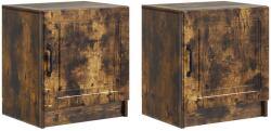 vidaXL Set 2 noptiere stejar fumuriu cu usa, 43 x 34, 5 x 47 cm, stil vintage (895726)