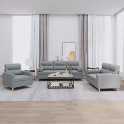 vidaXL Set de canapele cu perne, 3 piese, gri deschis, textil GartenMobel Dekor (3201552) Canapea