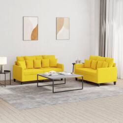 vidaXL Set de canapele cu perne, 2 piese, galben deschis, textil GartenMobel Dekor (3201653) Canapea