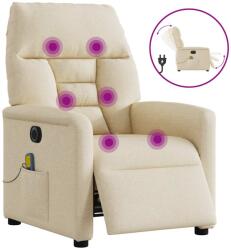 vidaXL Fotoliu electric de masaj rabatabil, crem, textil GartenMobel Dekor (3303030)