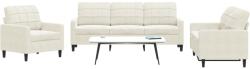 vidaXL Set de canapele cu perne, 3 piese, crem, catifea GartenMobel Dekor (3278359) Canapea