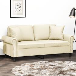 vidaXL Canapea cu 2 locuri cu pernute, crem, 140 cm, piele ecologica GartenMobel Dekor (3200931) Canapea