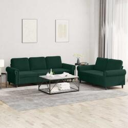 vidaXL Set de canapele cu perne, 2 piese, verde închis, catifea GartenMobel Dekor (3202252) Canapea