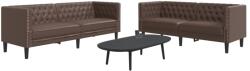 vidaXL Set canapele Chesterfield cu 2 locuri, maro, piele eco. GartenMobel Dekor (3209276) Canapea