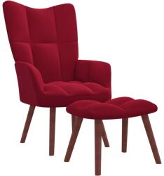 vidaXL Scaun de relaxare cu taburet, rosu vin, catifea GartenMobel Dekor (328067)