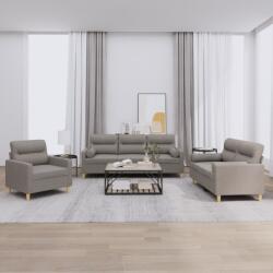 vidaXL Set de canapele cu perne, 3 piese, gri taupe, textil GartenMobel Dekor (3201559) Canapea