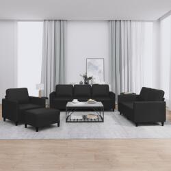 vidaXL Set de canapele cu perne, 4 piese, negru, piele ecologica GartenMobel Dekor (3201745) Canapea