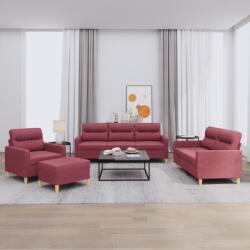 vidaXL Set canapea cu perne, 4 piese, rosu vin, material textil GartenMobel Dekor (3201550) Canapea