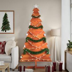 vidaXL Brad de Craciun decorativ, maro ceruit, 180 cm, lemn pin masiv GartenMobel Dekor (858197)