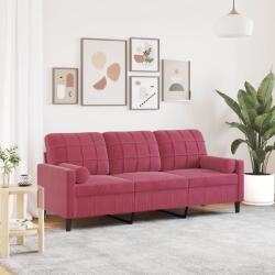 vidaXL Canapea cu 3 locuri cu pernute, rosu vin, 180 cm, catifea GartenMobel Dekor (3278233) Canapea