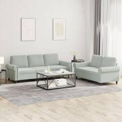 vidaXL Set de canapele cu perne, 2 piese, gri deschis, catifea GartenMobel Dekor (3202250) Canapea