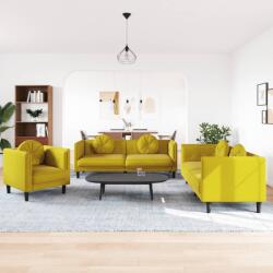 vidaXL Set de canapele cu perne, 3 piese, galben, catifea GartenMobel Dekor (3209253) Canapea