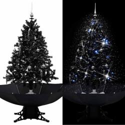 vidaXL Brad de Craciun cu ninsoare si baza umbrela, negru, 140 cm, PVC GartenMobel Dekor (289932)