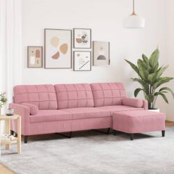 vidaXL Canapea cu 3 locuri si taburet, roz, 210 cm, catifea GartenMobel Dekor (3278280) Canapea