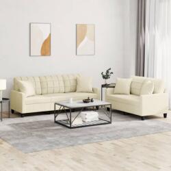 vidaXL Set de canapele cu perne, 2 piese, crem, piele ecologica GartenMobel Dekor (3201389) Canapea
