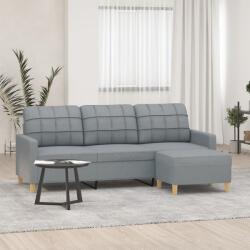vidaXL Canapea cu 3 locuri si taburet, gri deschis, 180 cm, textil GartenMobel Dekor (3201001) Canapea