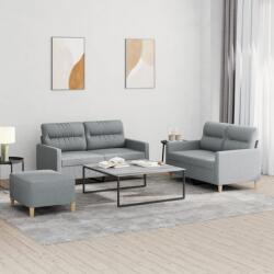 vidaXL Set de canapele cu perne, 3 piese, gri deschis, textil GartenMobel Dekor (3201576) Canapea