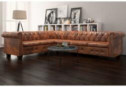 vidaXL Canapea coltar Chesterfield, 6 locuri, piele artificiala, maro GartenMobel Dekor (243618) Canapea