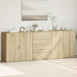 vidaXL Servante, 3 piese, stejar sonoma, lemn prelucrat GartenMobel Dekor (3276611) Comoda