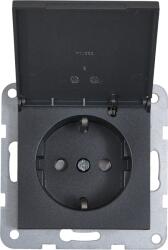 INNY Priză cu pin de împământare, obturatoare și capac - Visio S55 - borne automate - antracit (EV111305)