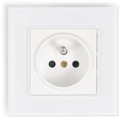 Lumenix Priză electrică din sticlă Bianka 230V 16A simplă cu împământare - Albă (GN-BIANKA-22)