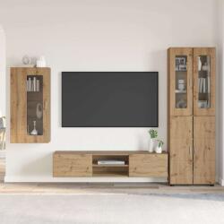 vidaXL Set comoda TV FLORIN 3 pcs Stejar Artizanal Lemn compozit GartenMobel Dekor (3397973)