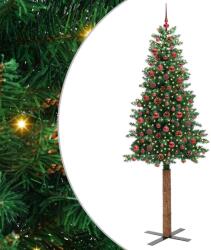 vidaXL Brad de Craciun subtire Verde 210 cm PVC si lemn de PIN masiv GartenMobel Dekor (3394877)