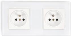 Lumenix Priză electrică din sticlă Bianka 230V 16A dublă cu împământare - Albă (GN-BIANKA-26)