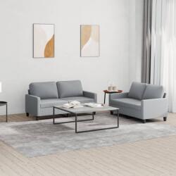 vidaXL Set de canapele cu perne, 2 piese, gri deschis, textil GartenMobel Dekor (3201444) Canapea