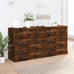 vidaXL Servante, 2 buc. , stejar afumat, lemn prelucrat GartenMobel Dekor (3185244) Comoda
