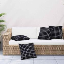 vidaXL Perne decorative In carouri 4 pcs Carouri Negre 60 x 60 cm GartenMobel Dekor (360419)